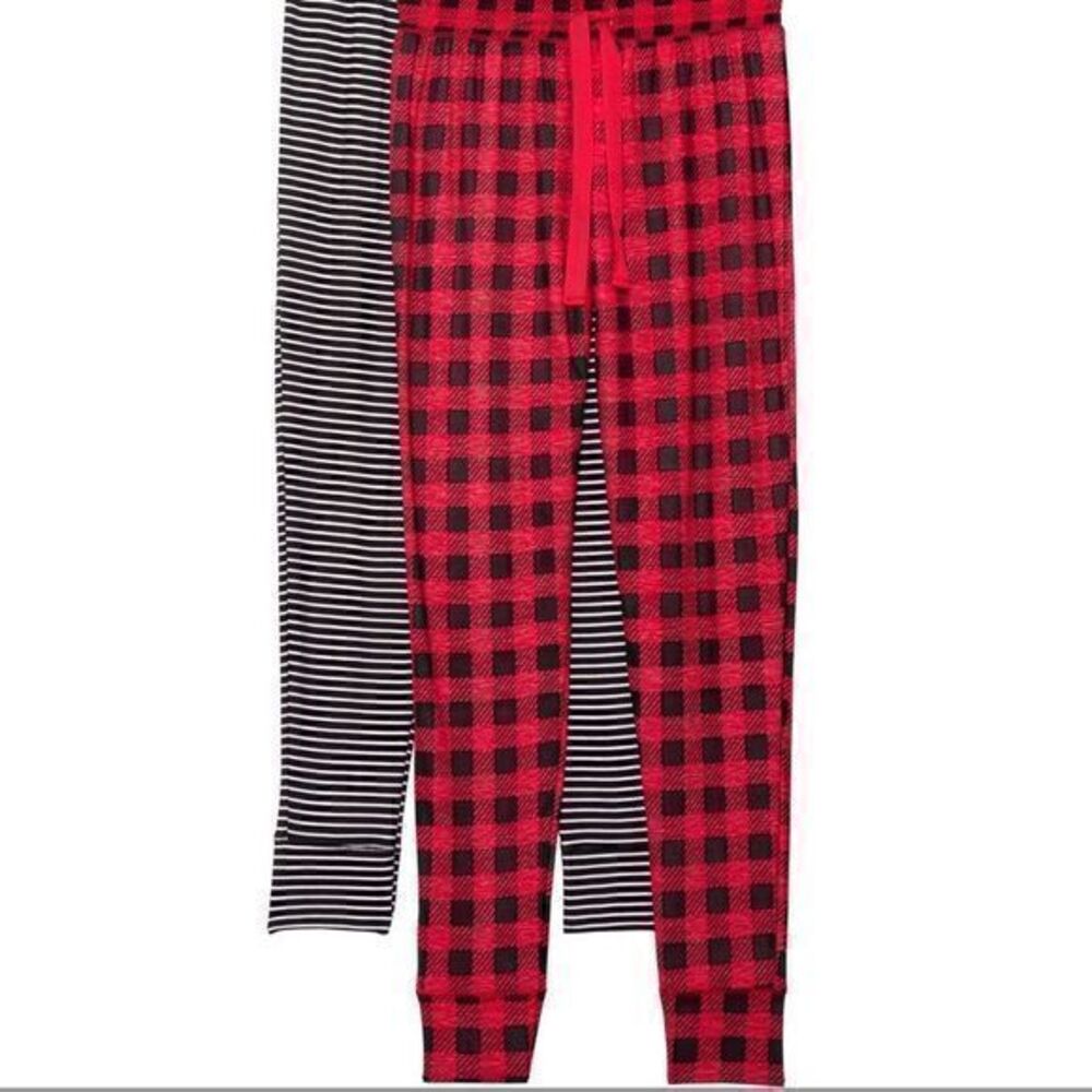 Jaclyn Banded Cuff Joggers - 2-Pack Grey and Red & Black NWT Size XL